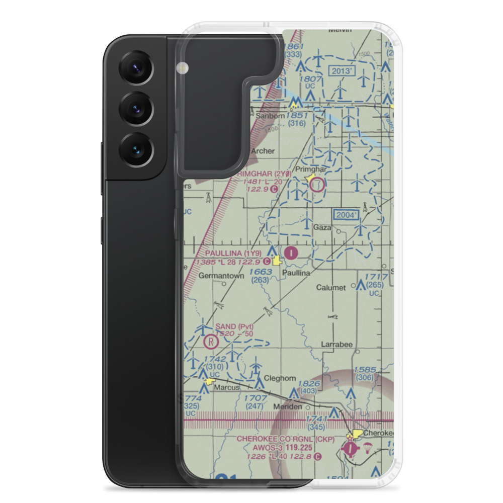 Paullina Municipal Airport (1Y9) VFR Sectional Samsung Case Samsung Galaxy S22 Plus model shown