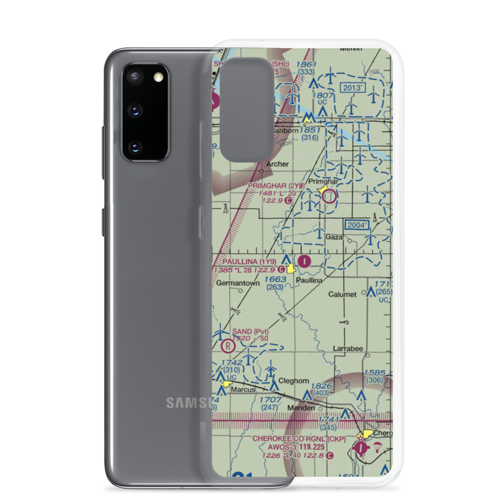 Paullina Municipal Airport (1Y9) VFR Sectional Samsung Case Samsung Galaxy S20 model shown