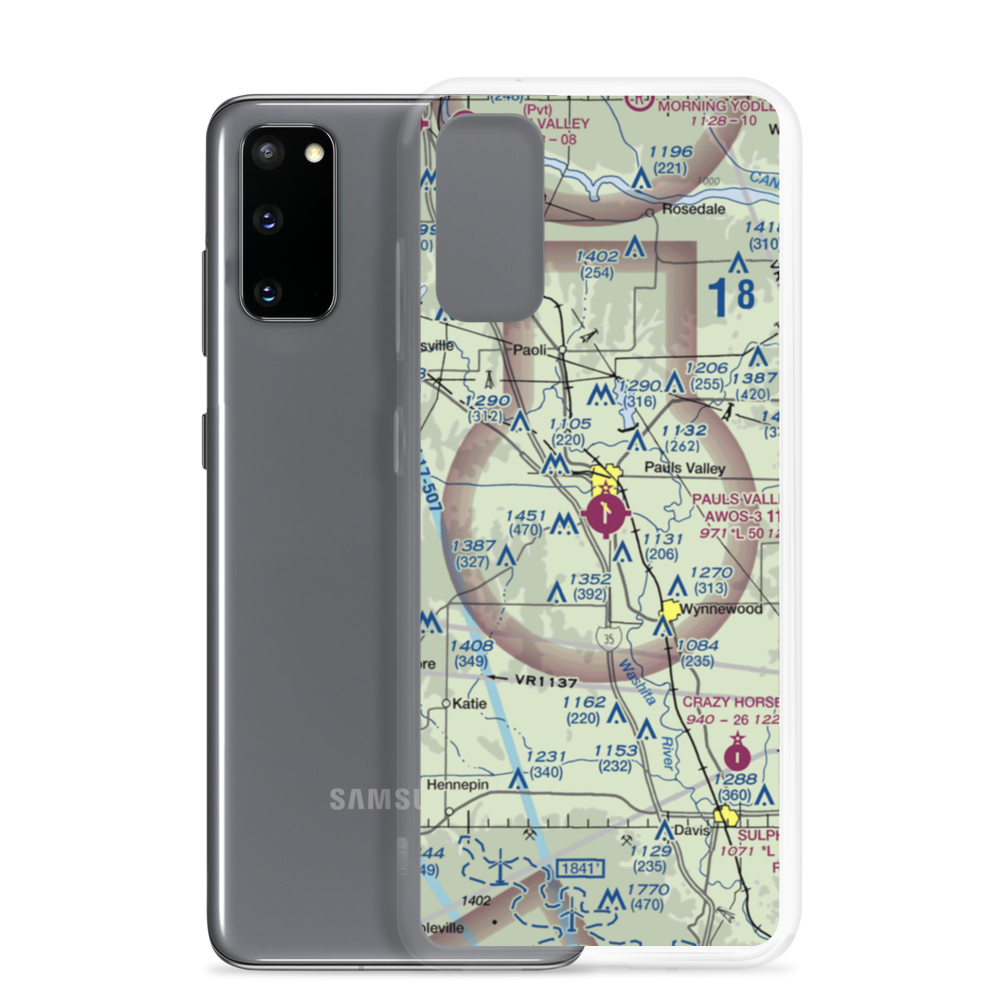 Pauls Valley Municipal Airport (PVJ) VFR Sectional Samsung Case Samsung Galaxy S20 model shown