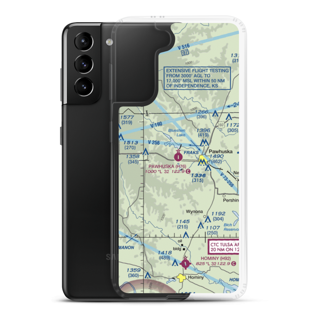 Pawhuska Municipal Airport (H76) VFR Sectional Samsung Case Samsung Galaxy S21 Plus model shown