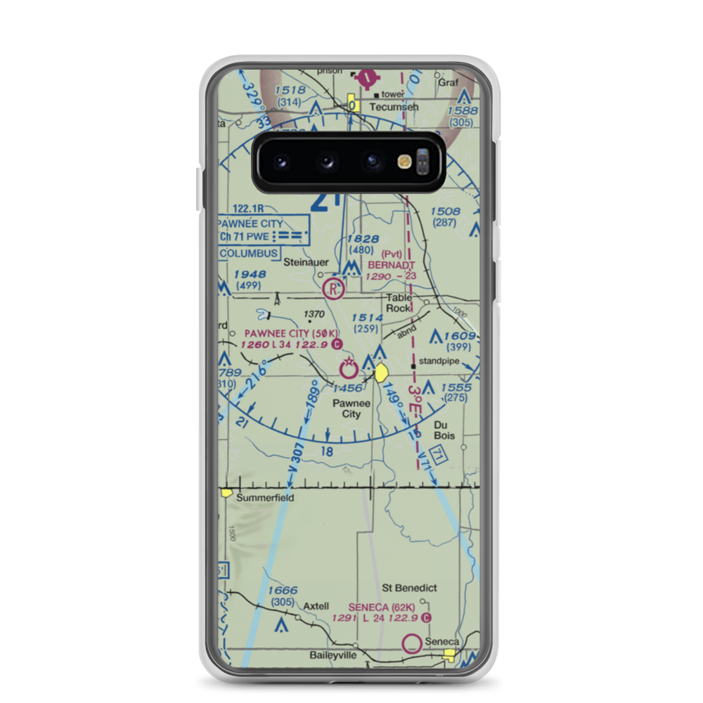 Pawnee City Municipal Airport (50K) VFR Sectional Samsung Case Samsung Galaxy S10 model shown