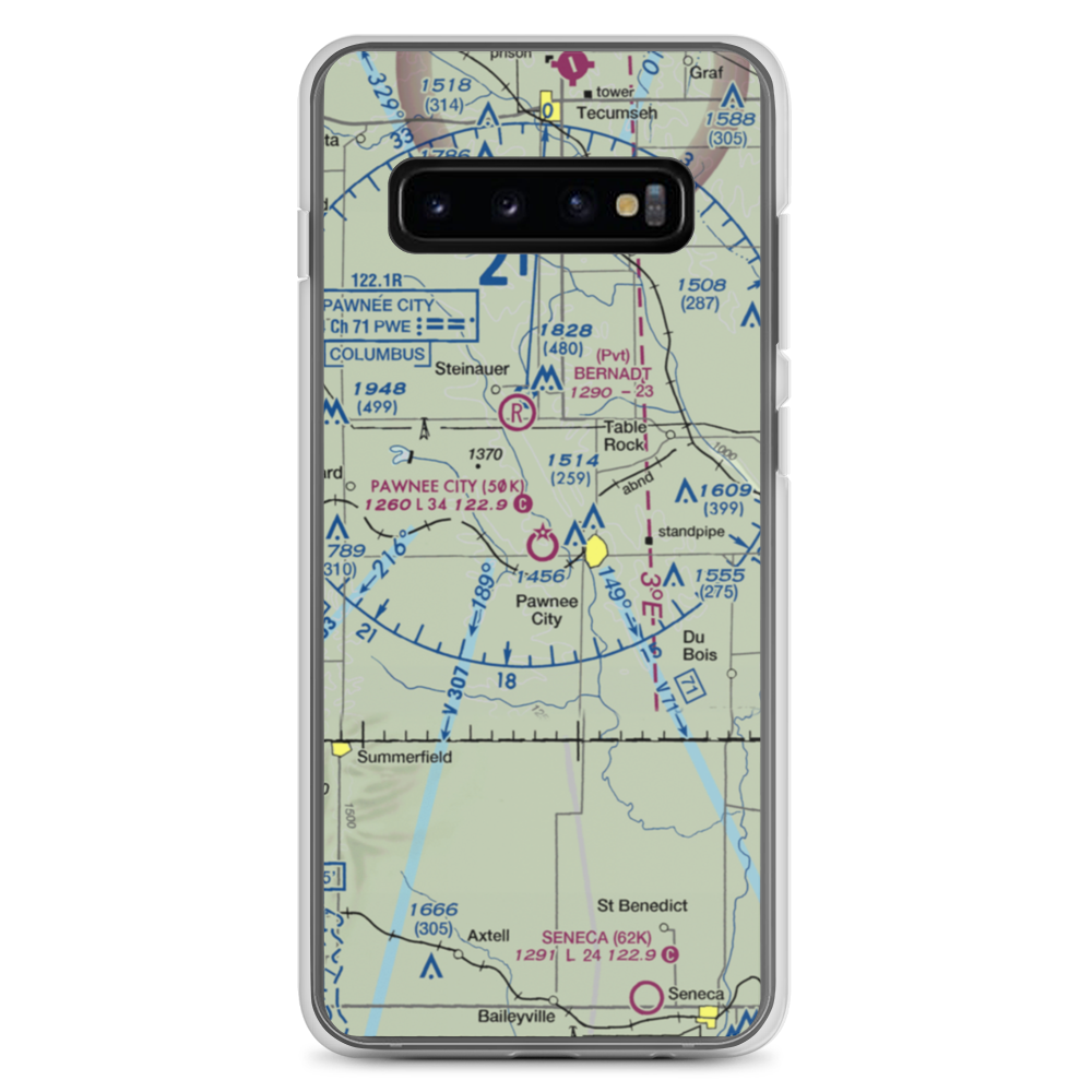 Pawnee City Municipal Airport (50K) VFR Sectional Samsung Case Samsung Galaxy S10+ model shown