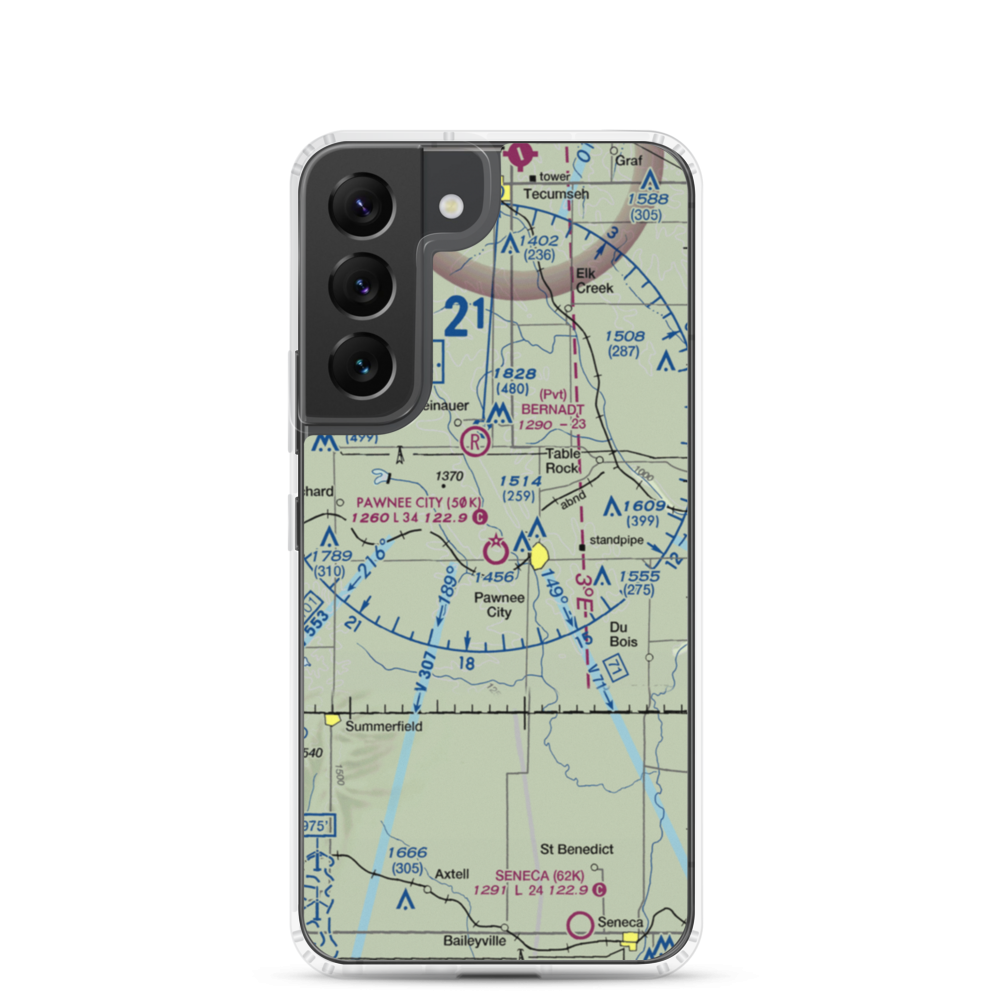 Pawnee City Municipal Airport (50K) VFR Sectional Samsung Case Samsung Galaxy S22 model shown