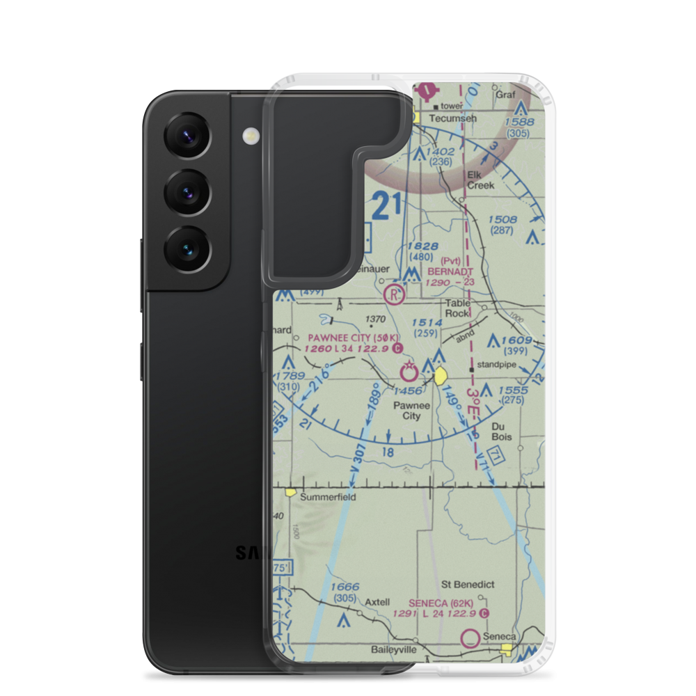 Pawnee City Municipal Airport (50K) VFR Sectional Samsung Case Samsung Galaxy S22 model shown