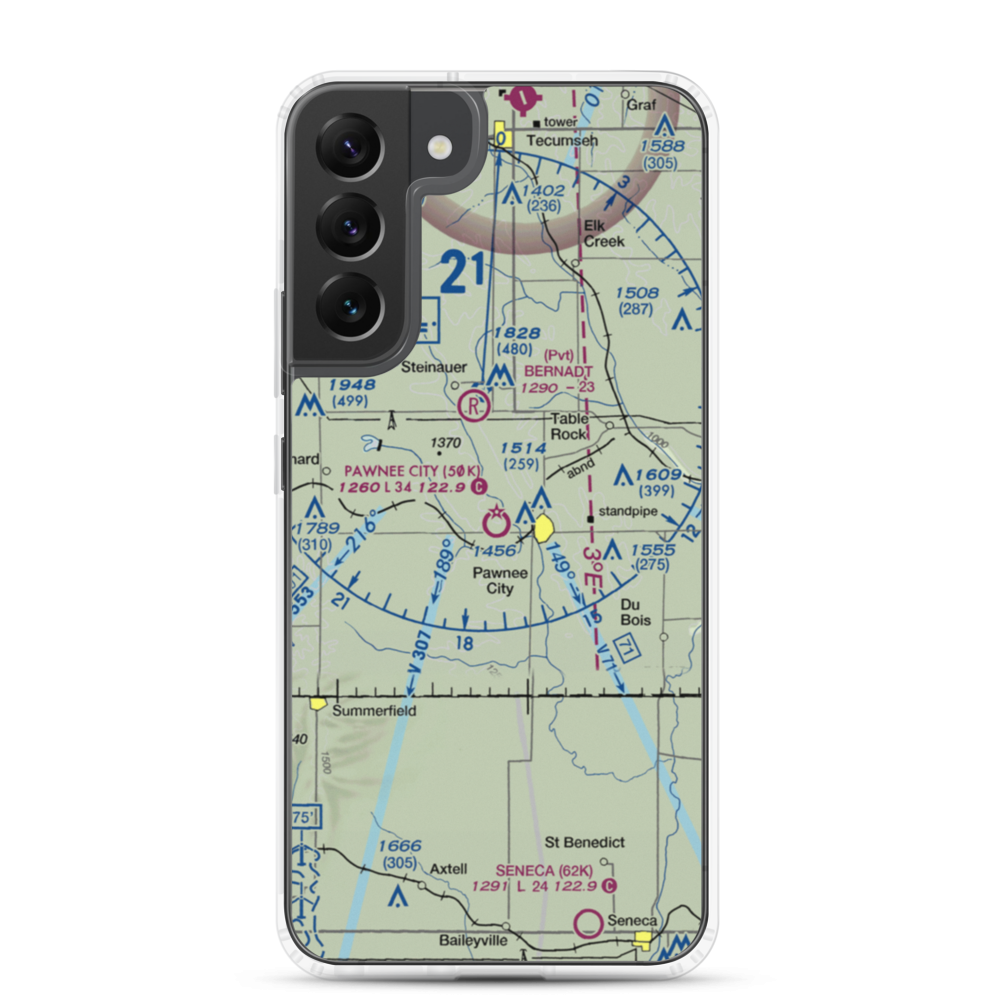 Pawnee City Municipal Airport (50K) VFR Sectional Samsung Case Samsung Galaxy S22 Plus model shown