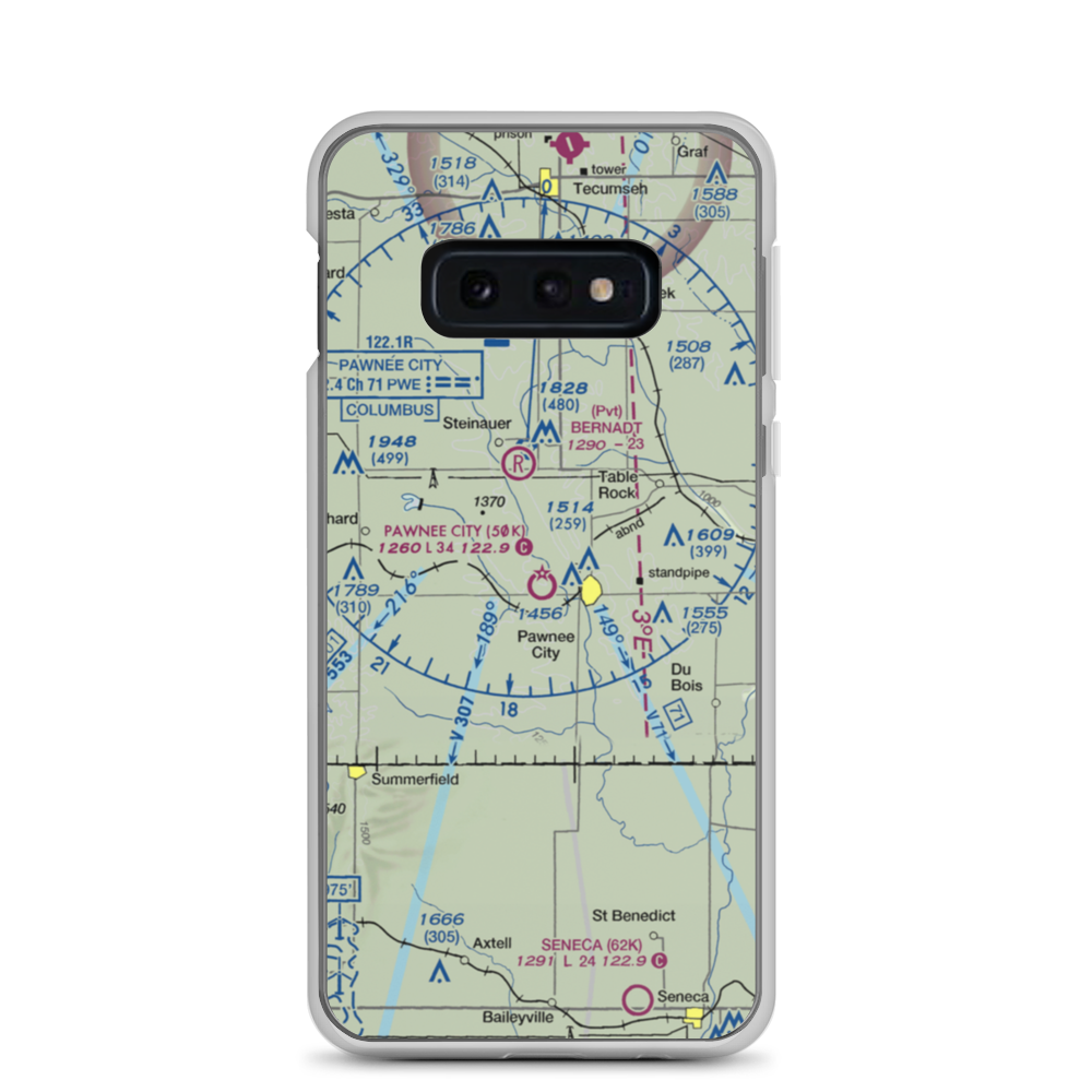 Pawnee City Municipal Airport (50K) VFR Sectional Samsung Case Samsung Galaxy S10e model shown