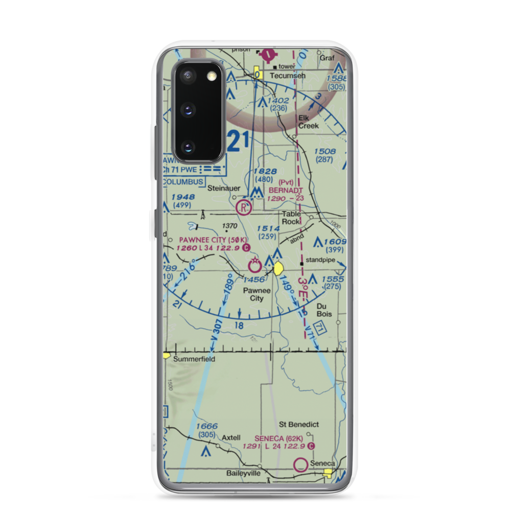 Pawnee City Municipal Airport (50K) VFR Sectional Samsung Case Samsung Galaxy S20 model shown