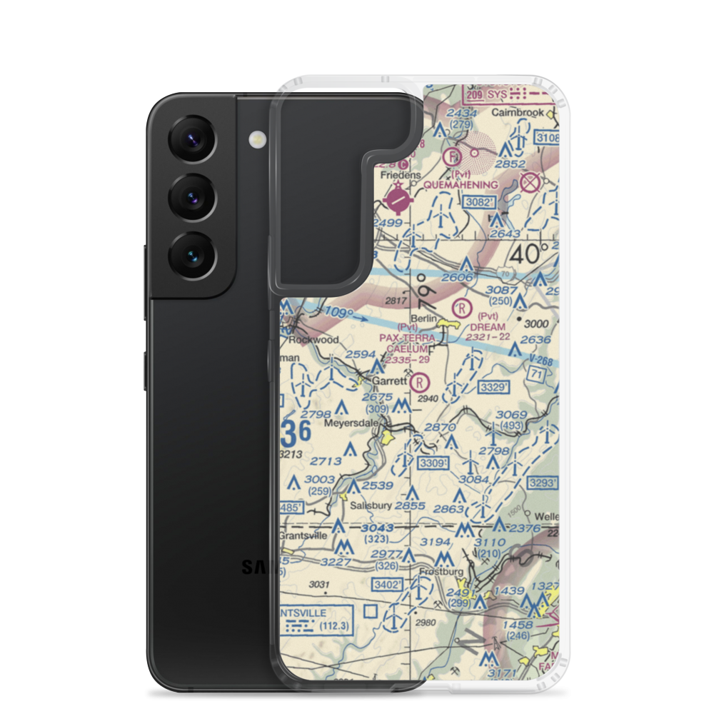 Pax-Terra Caelum Airport (58PA) VFR Sectional Samsung Case Samsung Galaxy S22 model shown