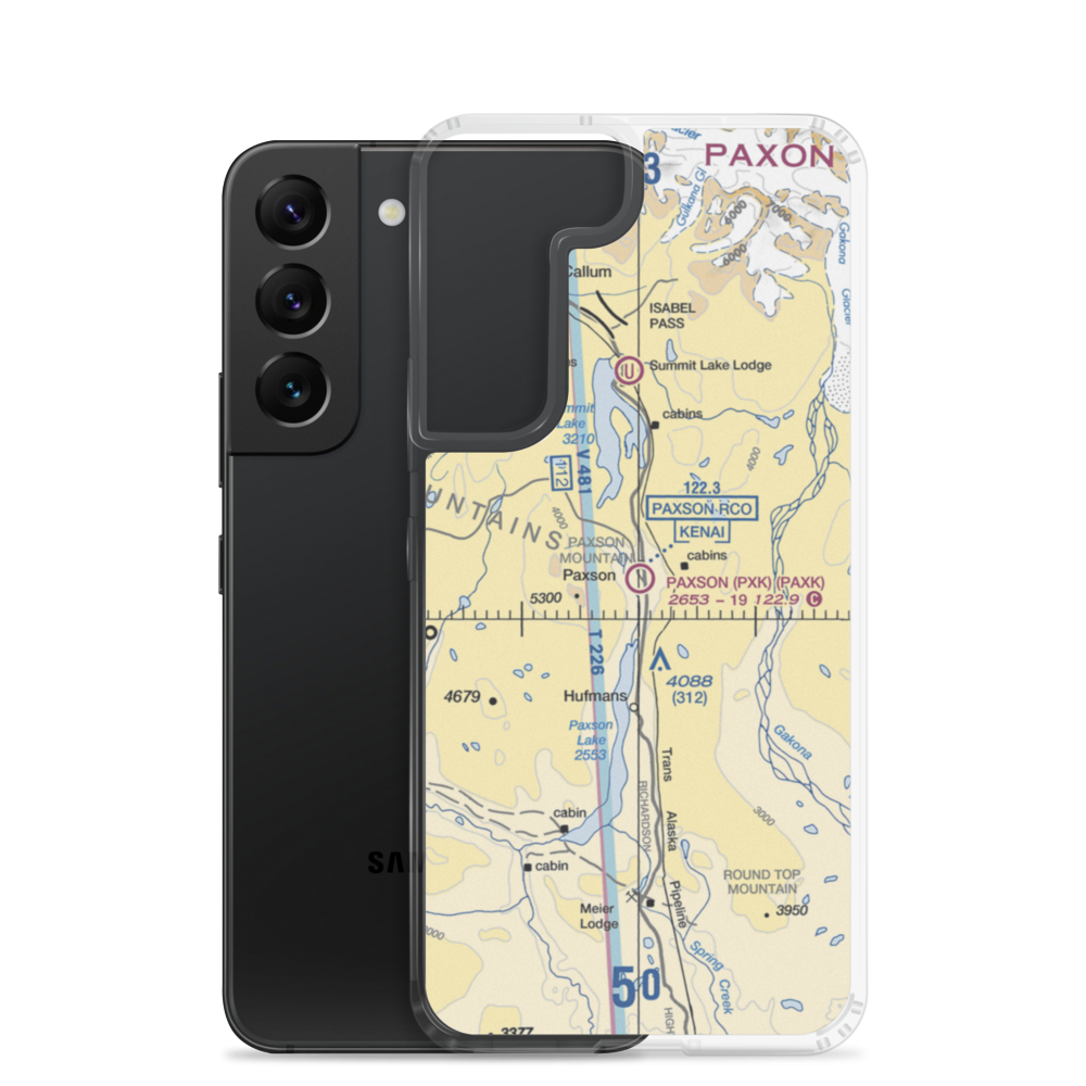 Paxson Airport (PXK) VFR Sectional Samsung Case Samsung Galaxy S22 model shown
