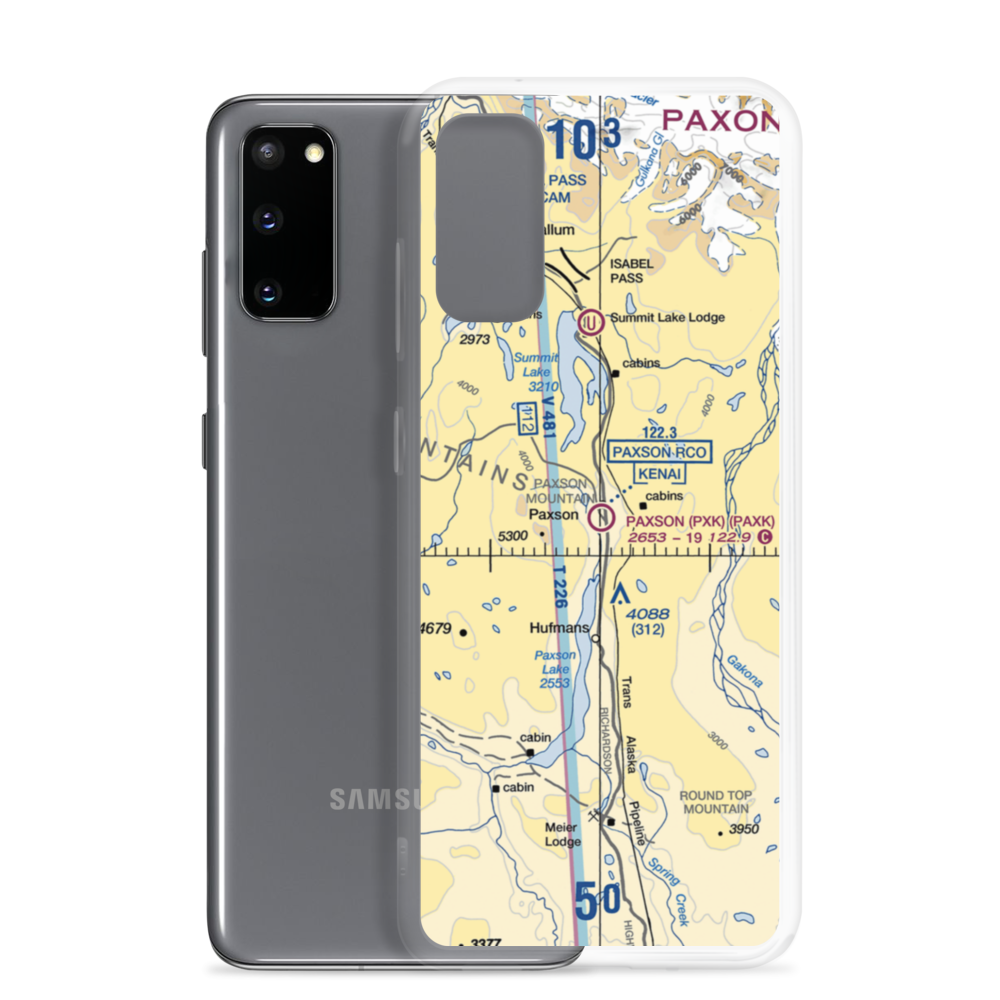 Paxson Airport (PXK) VFR Sectional Samsung Case Samsung Galaxy S20 model shown