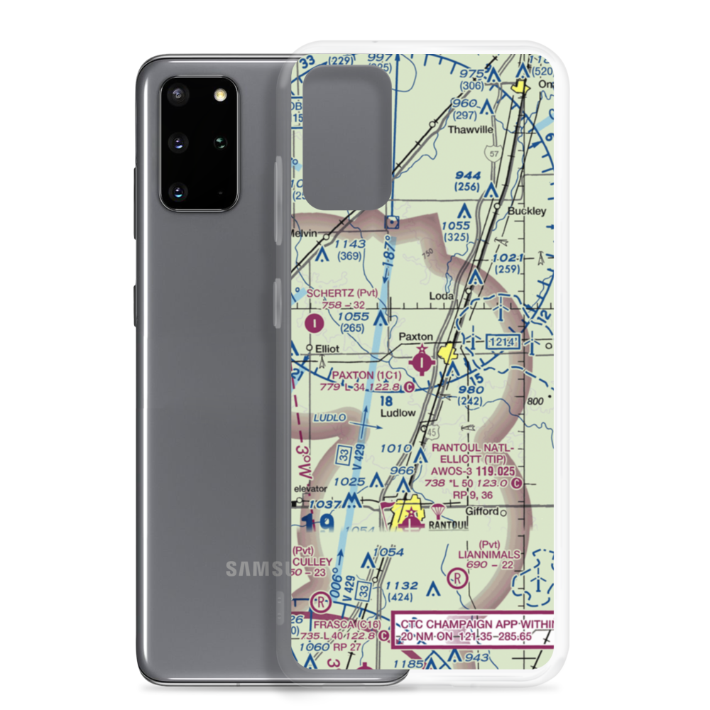 Paxton Airport (1C1) VFR Sectional Samsung Case Samsung Galaxy S20 Plus model shown