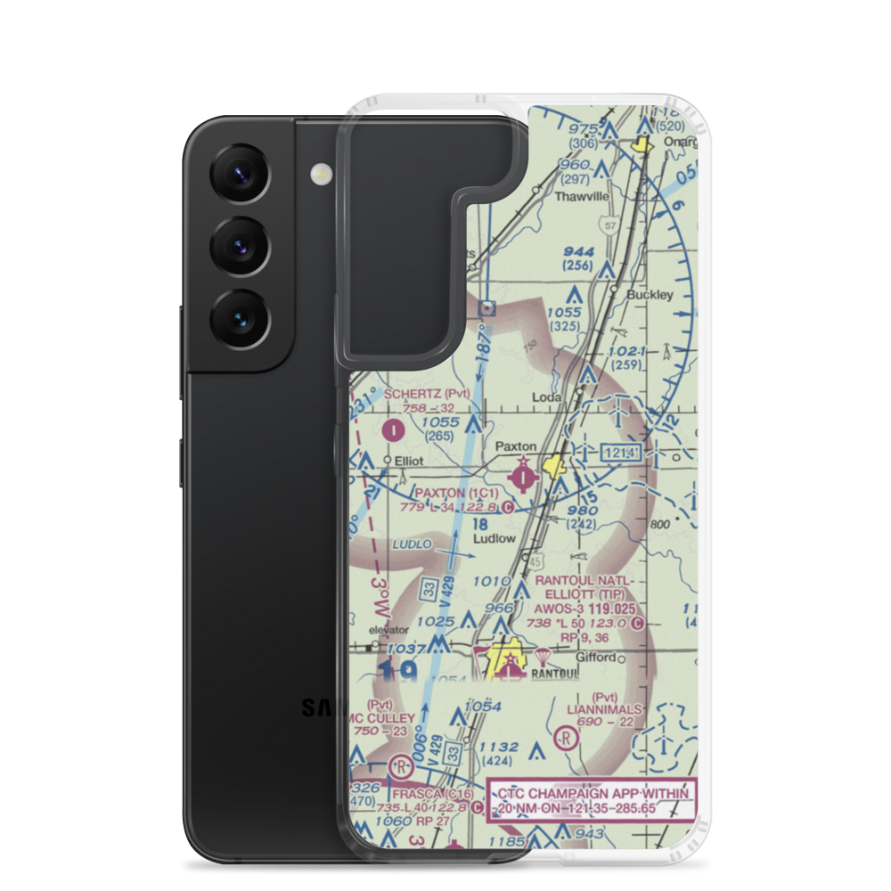 Paxton Airport (1C1) VFR Sectional Samsung Case Samsung Galaxy S22 model shown