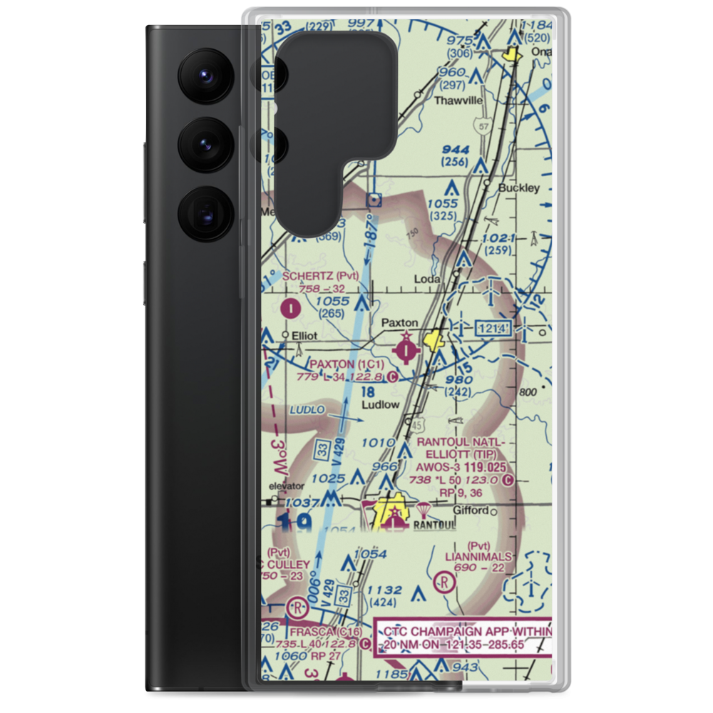 Paxton Airport (1C1) VFR Sectional Samsung Case Samsung Galaxy S22 Ultra model shown