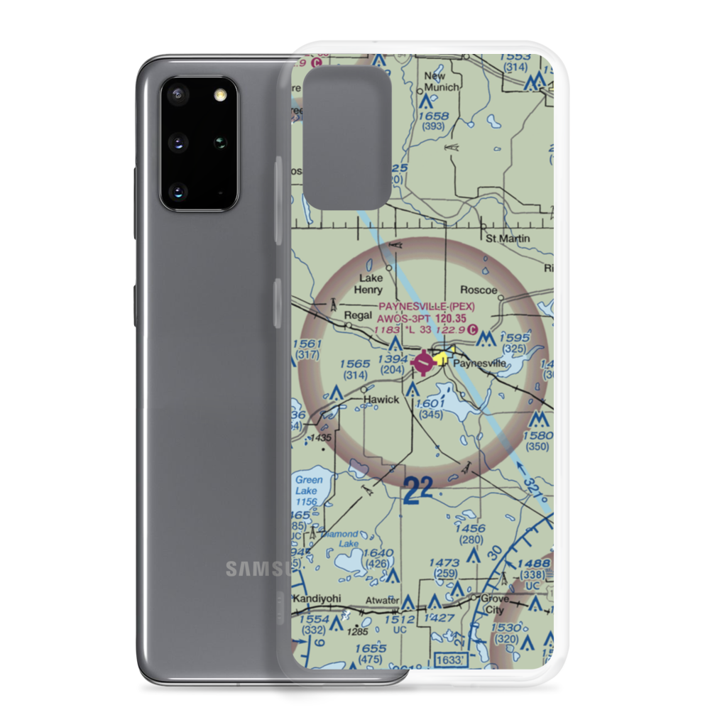 Paynesville Municipal Airport (PEX) VFR Sectional Samsung Case Samsung Galaxy S20 Plus model shown