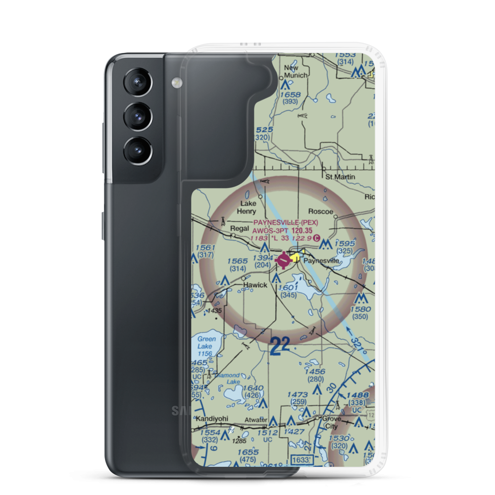 Paynesville Municipal Airport (PEX) VFR Sectional Samsung Case Samsung Galaxy S21 model shown