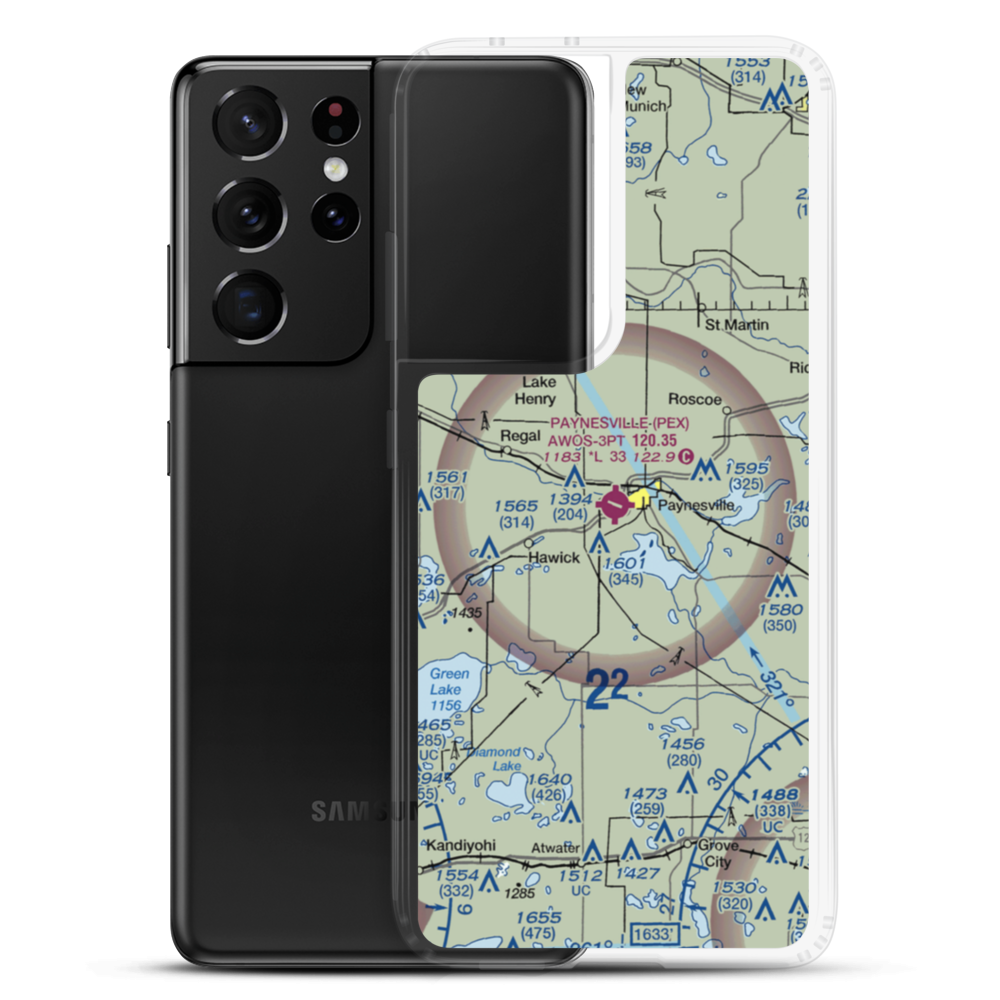 Paynesville Municipal Airport (PEX) VFR Sectional Samsung Case Samsung Galaxy S21 Ultra model shown