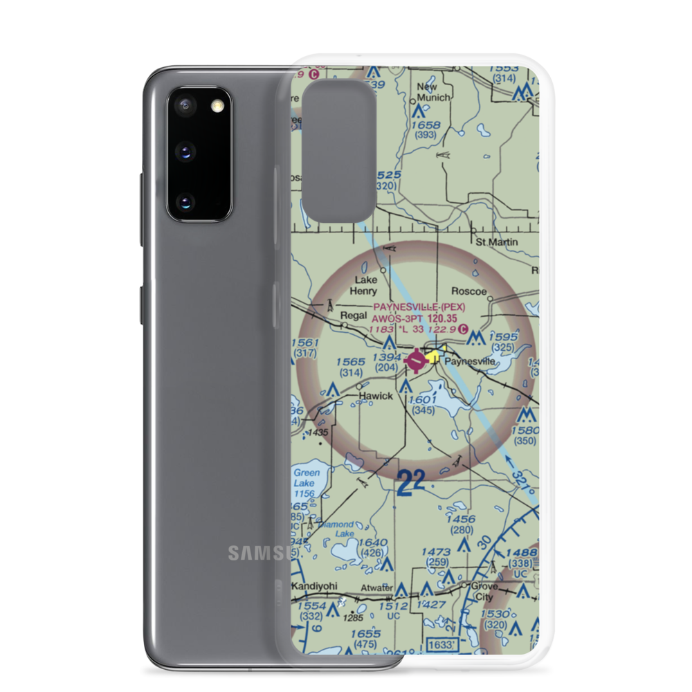 Paynesville Municipal Airport (PEX) VFR Sectional Samsung Case Samsung Galaxy S20 model shown
