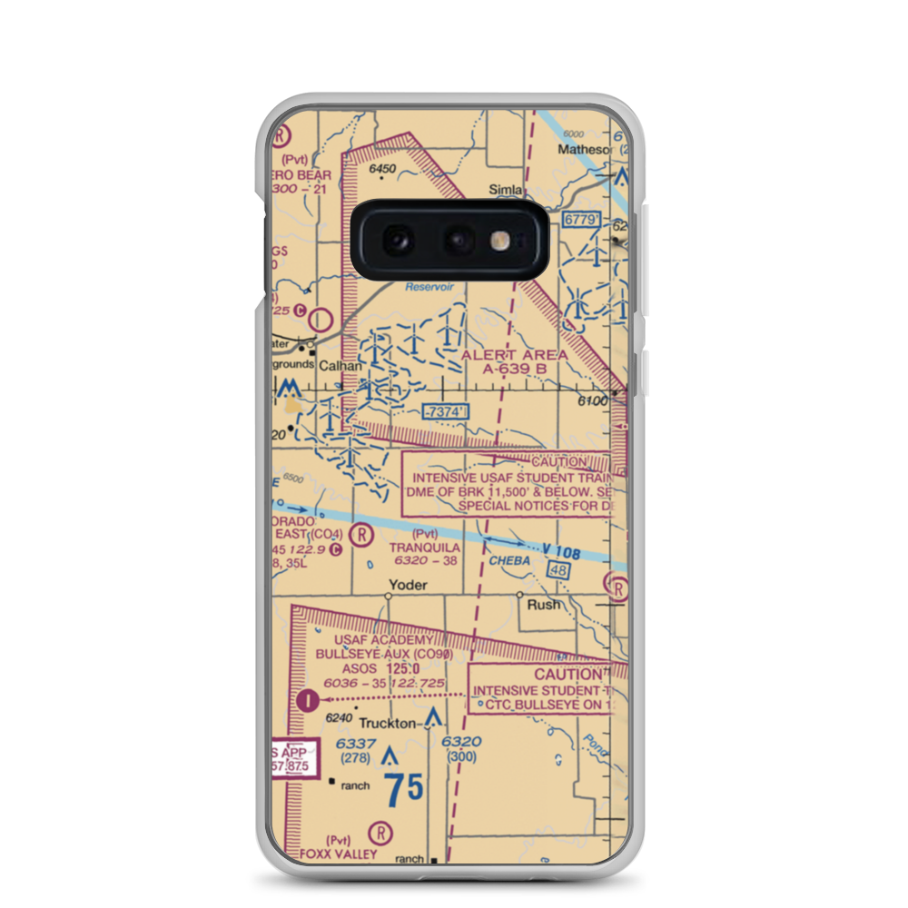 Peakview Airport (97CO) VFR Sectional Samsung Case Samsung Galaxy S10e model shown