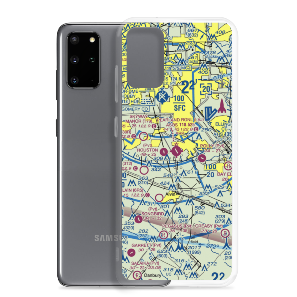 Pearland Regional Airport (LVJ) VFR Sectional Samsung Case Samsung Galaxy S20 Plus model shown