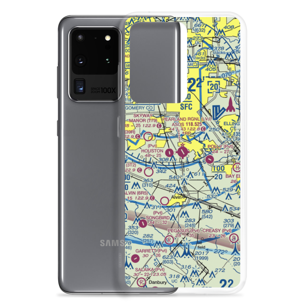 Pearland Regional Airport (LVJ) VFR Sectional Samsung Case Samsung Galaxy S20 Ultra model shown
