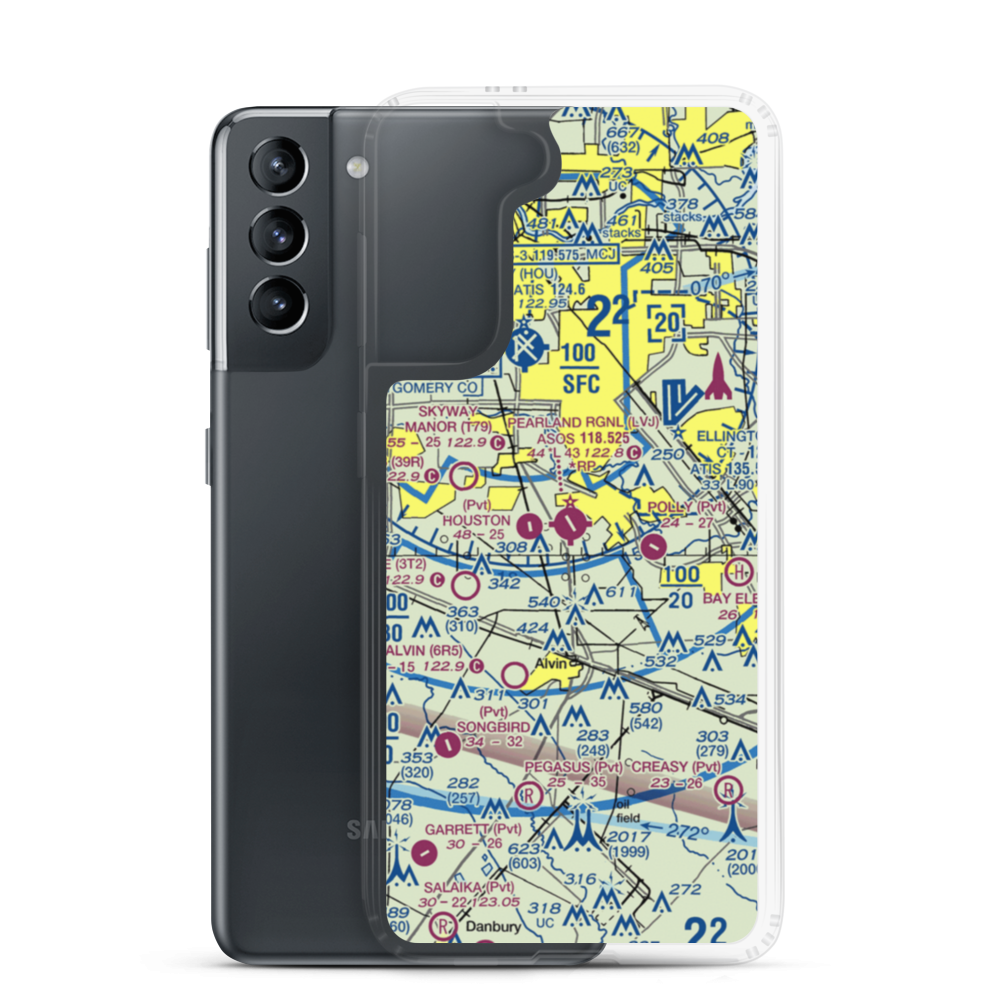 Pearland Regional Airport (LVJ) VFR Sectional Samsung Case Samsung Galaxy S21 model shown