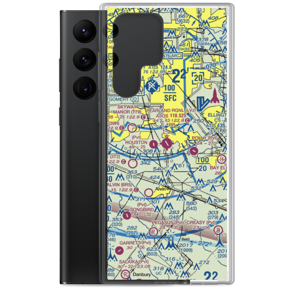 Pearland Regional Airport (LVJ) VFR Sectional Samsung Case Samsung Galaxy S22 Ultra model shown