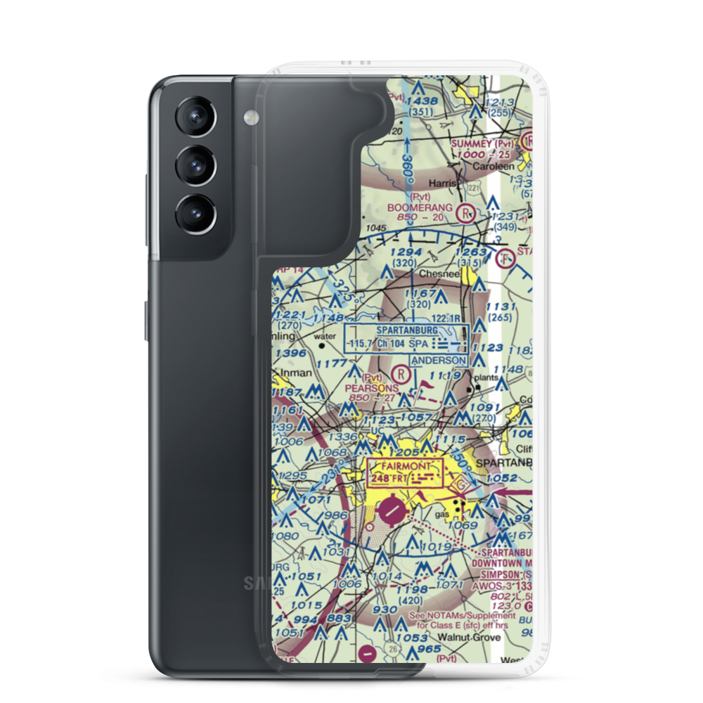 Pearson's Farm Airport (SC40) VFR Sectional Samsung Case Samsung Galaxy S21 model shown