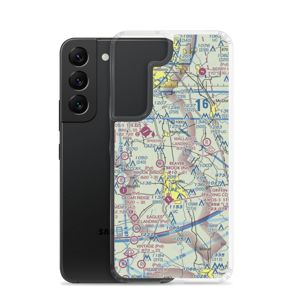 Pecan Patch Airstrip (0GE4) VFR Sectional Samsung Case Samsung Galaxy S22 model shown