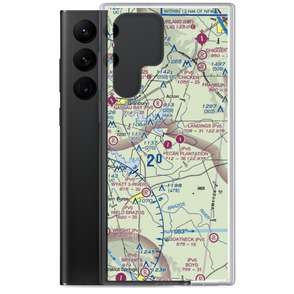 Pecan Plantation Airport (0TX1) VFR Sectional Samsung Case Samsung Galaxy S22 Ultra model shown