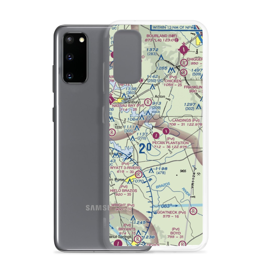 Pecan Plantation Airport (0TX1) VFR Sectional Samsung Case Samsung Galaxy S20 model shown