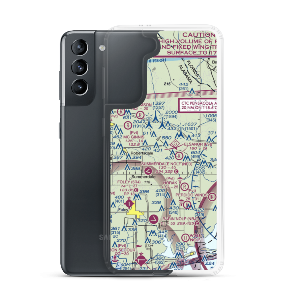 Pecan Ponds Farm Airport (AL84) VFR Sectional Samsung Case Samsung Galaxy S21 model shown