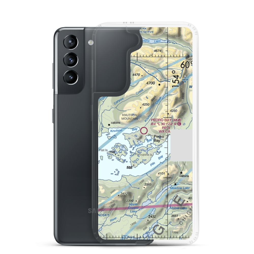 Pedro Bay Airport (4K0) VFR Sectional Samsung Case Samsung Galaxy S21 model shown