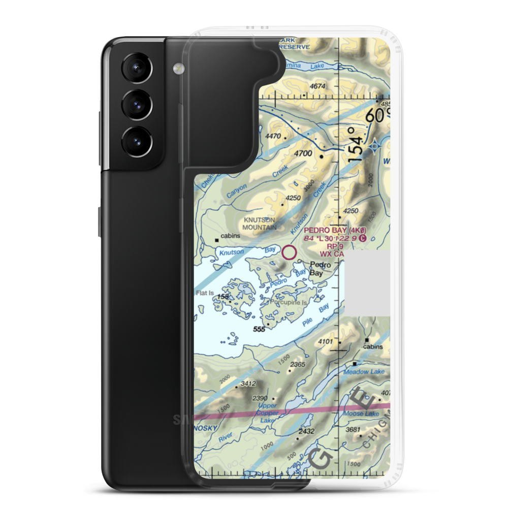 Pedro Bay Airport (4K0) VFR Sectional Samsung Case Samsung Galaxy S21 Plus model shown