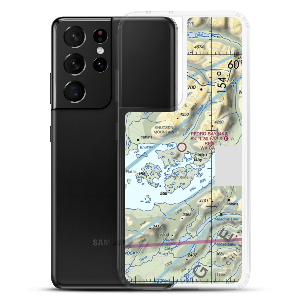Pedro Bay Airport (4K0) VFR Sectional Samsung Case Samsung Galaxy S21 Ultra model shown