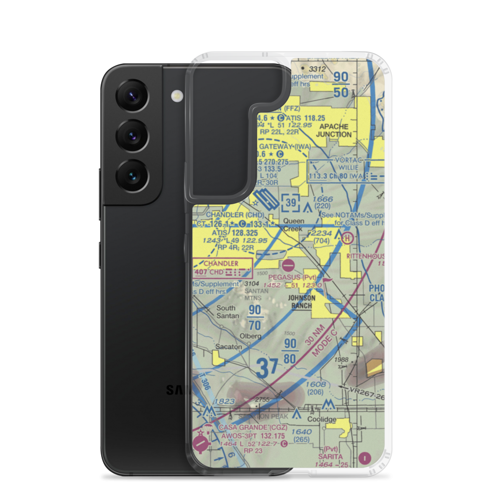 Pegasus Airpark (5AZ3) VFR Sectional Samsung Case Samsung Galaxy S22 model shown