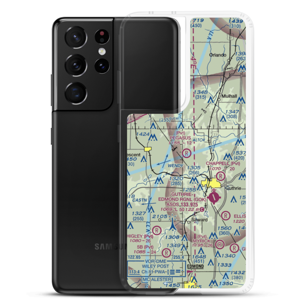 Pegasus Airpark (74OK) VFR Sectional Samsung Case Samsung Galaxy S21 Ultra model shown