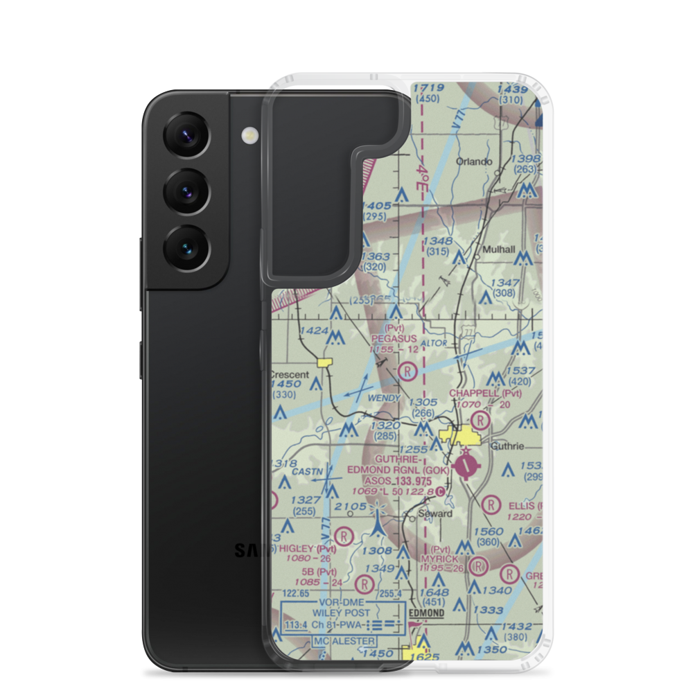 Pegasus Airpark (74OK) VFR Sectional Samsung Case Samsung Galaxy S22 model shown