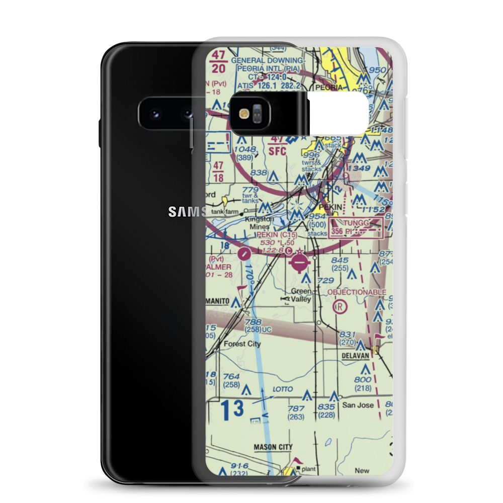 Pekin Municipal Airport (C15) VFR Sectional Samsung Case Samsung Galaxy S10 model shown