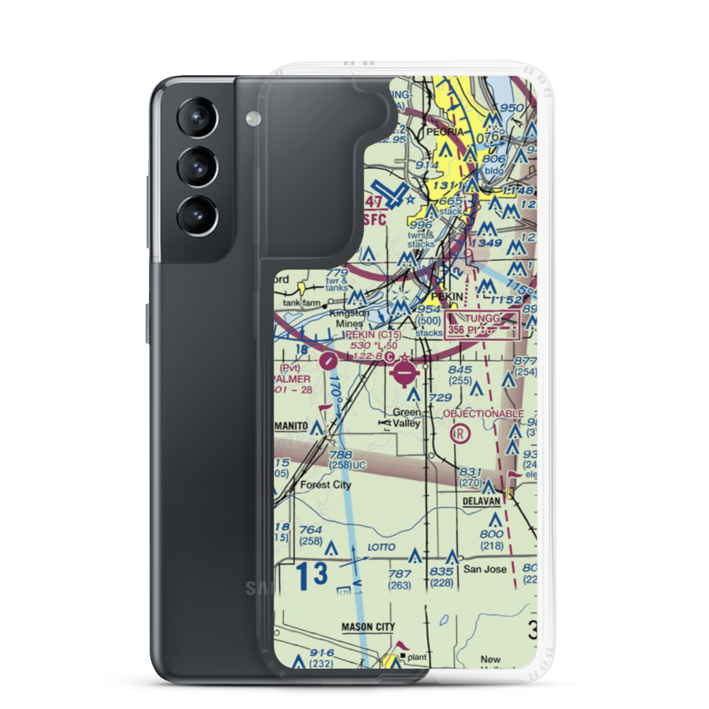 Pekin Municipal Airport (C15) VFR Sectional Samsung Case Samsung Galaxy S21 model shown