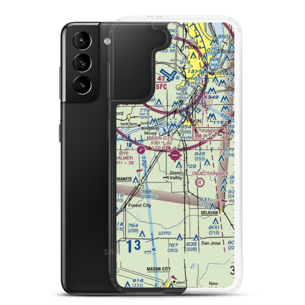 Pekin Municipal Airport (C15) VFR Sectional Samsung Case Samsung Galaxy S21 Plus model shown