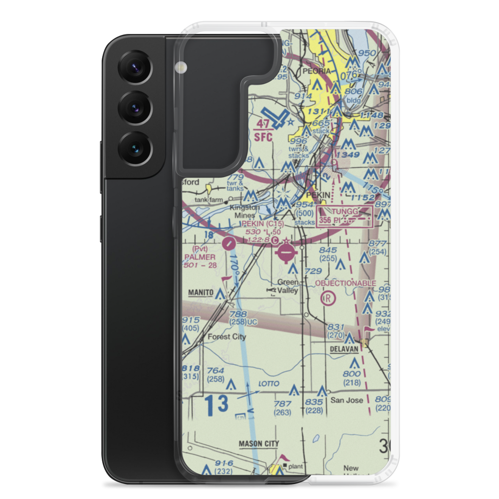 Pekin Municipal Airport (C15) VFR Sectional Samsung Case Samsung Galaxy S22 Plus model shown