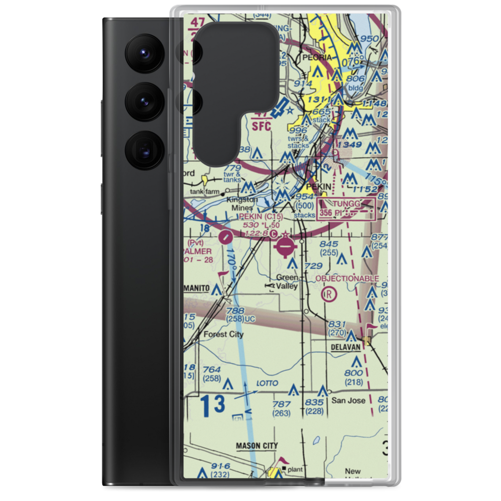 Pekin Municipal Airport (C15) VFR Sectional Samsung Case Samsung Galaxy S22 Ultra model shown
