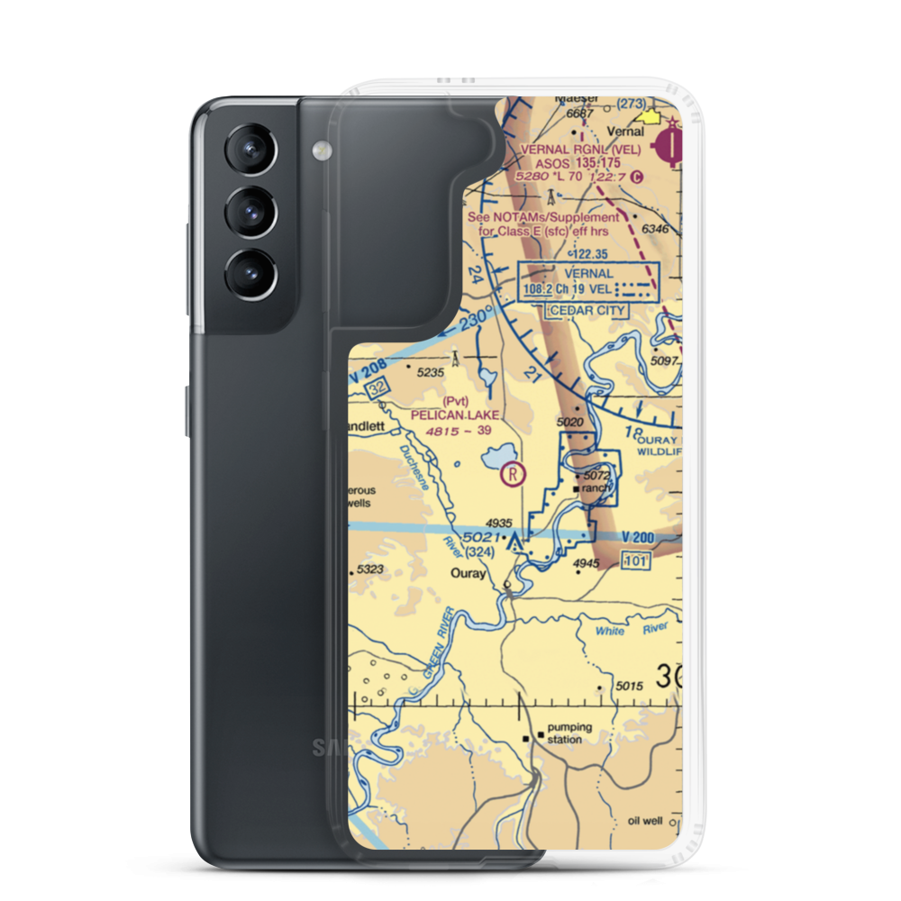Pelican Lake Airport (UT69) VFR Sectional Samsung Case Samsung Galaxy S21 model shown