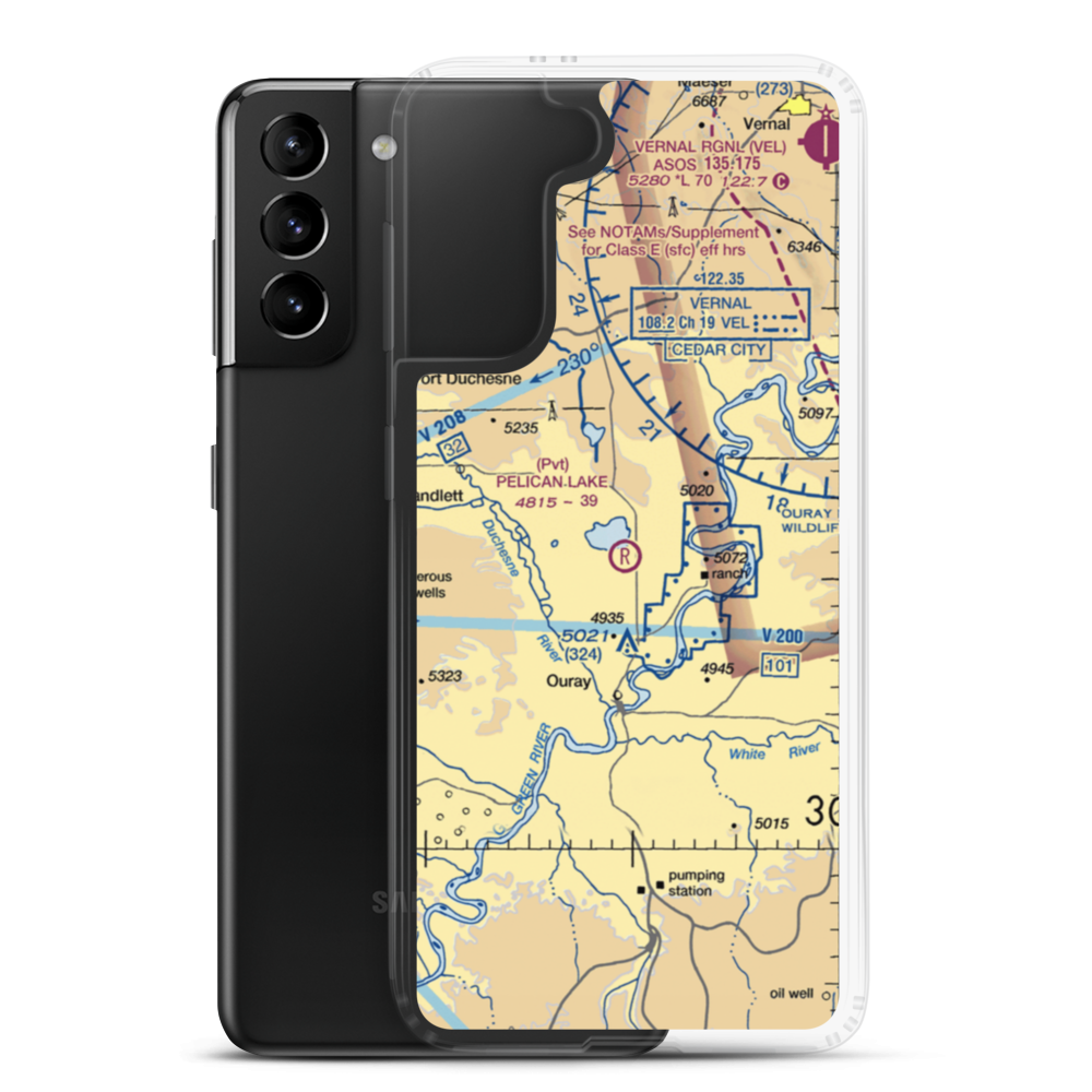 Pelican Lake Airport (UT69) VFR Sectional Samsung Case Samsung Galaxy S21 Plus model shown