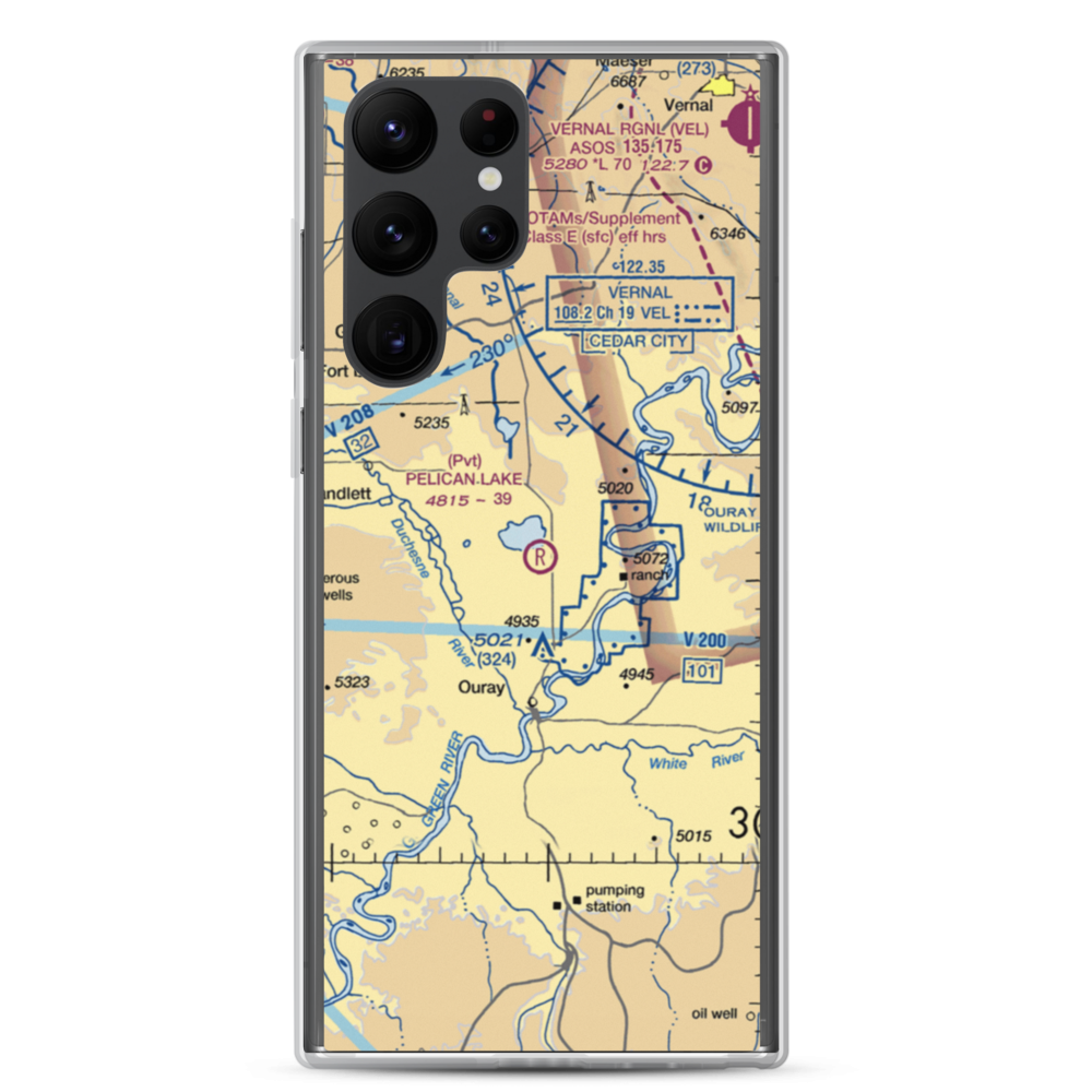 Pelican Lake Airport (UT69) VFR Sectional Samsung Case Samsung Galaxy S22 Ultra model shown