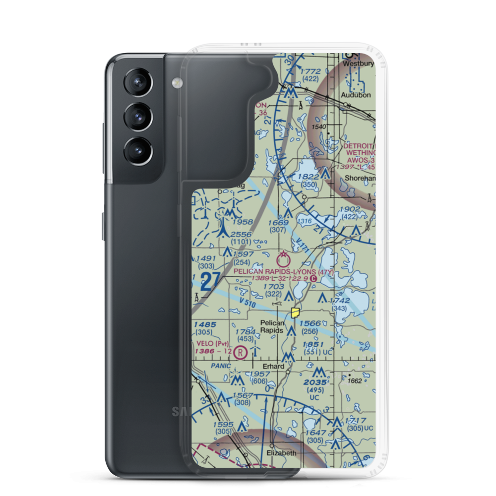Pelican Rapids Muni-Lyon's Field (47Y) VFR Sectional Samsung Case Samsung Galaxy S21 model shown
