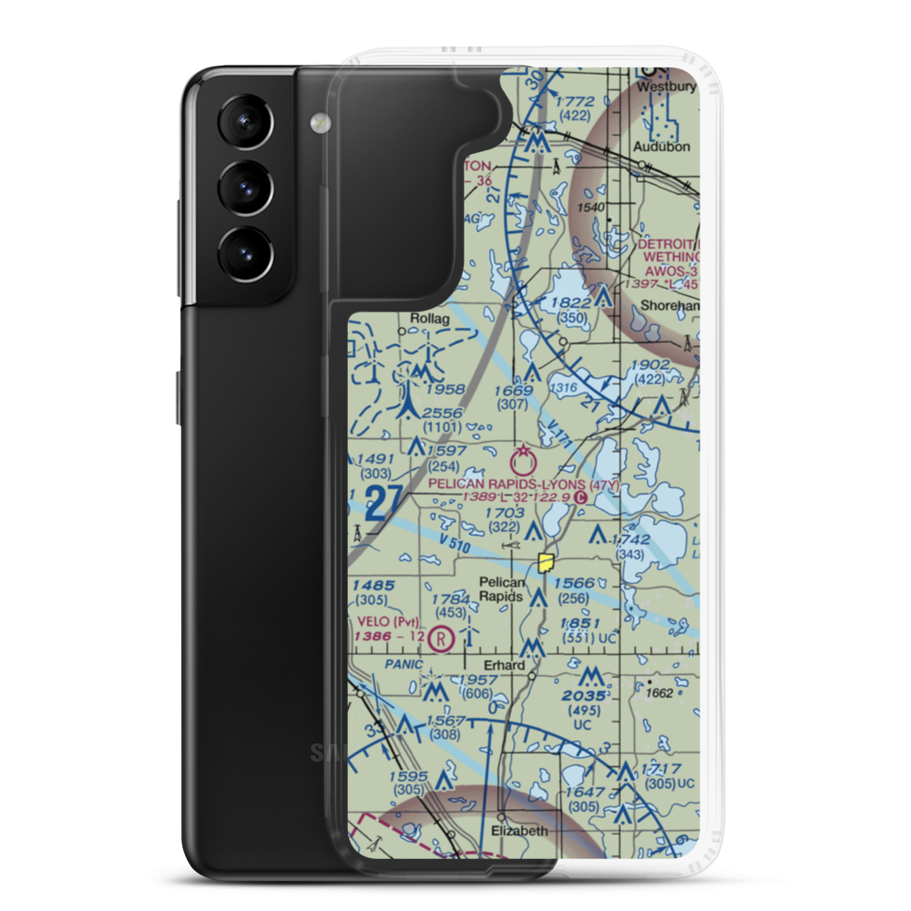 Pelican Rapids Muni-Lyon's Field (47Y) VFR Sectional Samsung Case Samsung Galaxy S21 Plus model shown