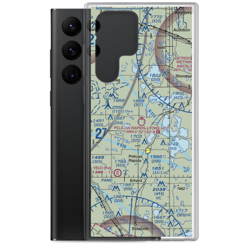 Pelican Rapids Muni-Lyon's Field (47Y) VFR Sectional Samsung Case Samsung Galaxy S22 Ultra model shown