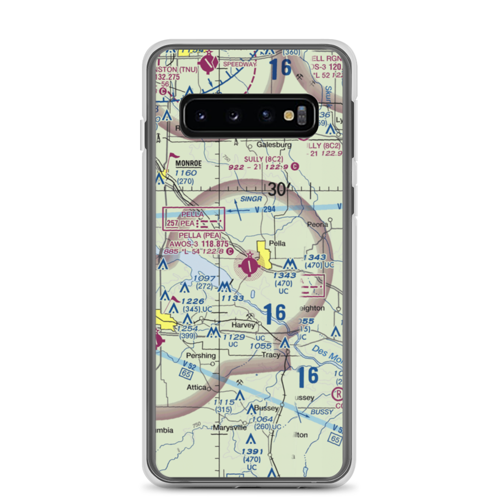 Pella Municipal Airport (PEA) VFR Sectional Samsung Case Samsung Galaxy S10 model shown