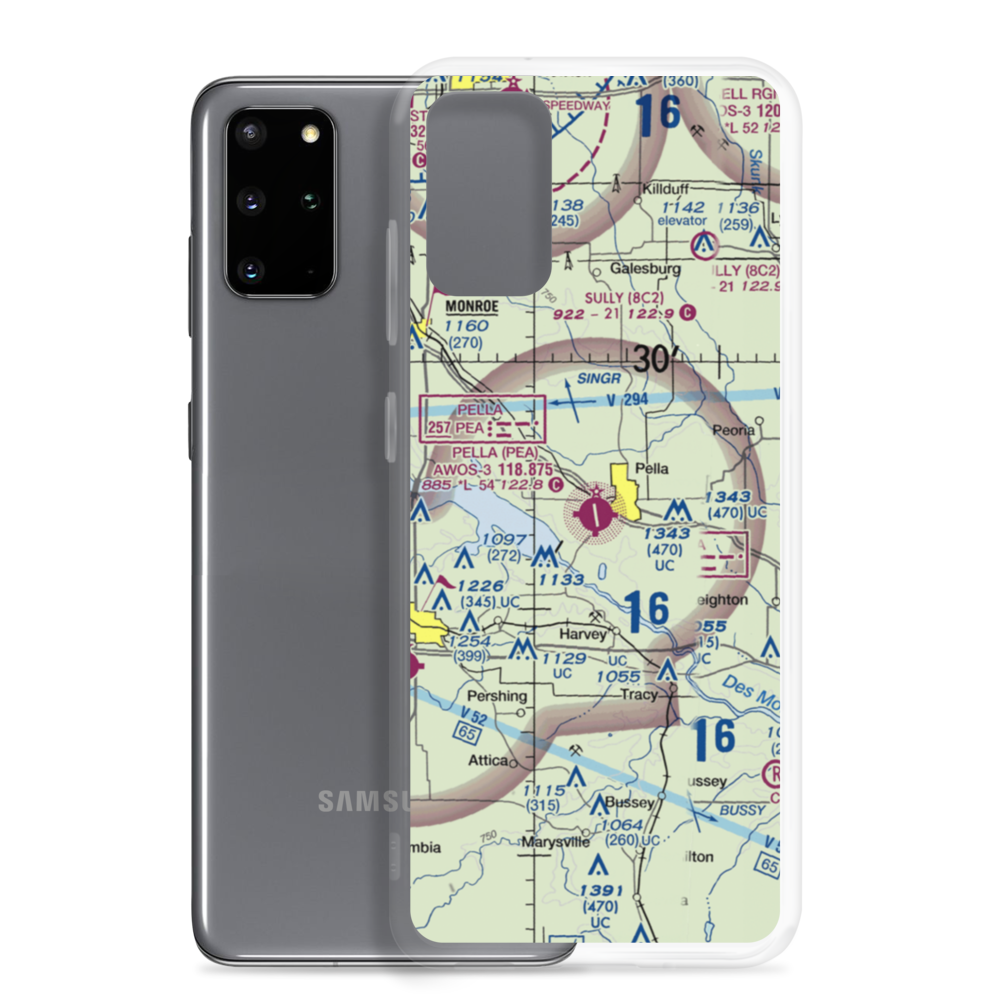 Pella Municipal Airport (PEA) VFR Sectional Samsung Case Samsung Galaxy S20 Plus model shown